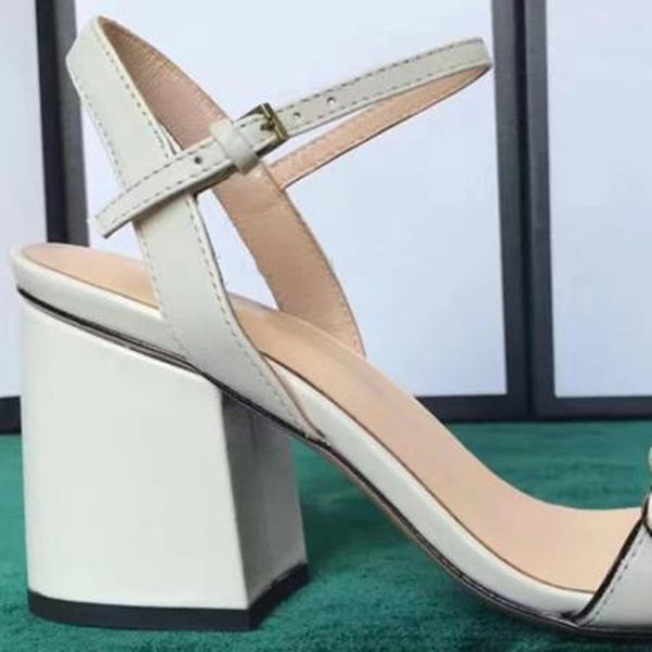 Novos designers de salto alto grosso 5cm 7cm 10cm versátil um sapato feminino aberto toe sandálias botão bronze 2024 41