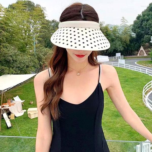 Широкие шляпы с половой краем 1 пункт летний пустой топ Travel Sunshade Sun Hat Hat Dot Cap