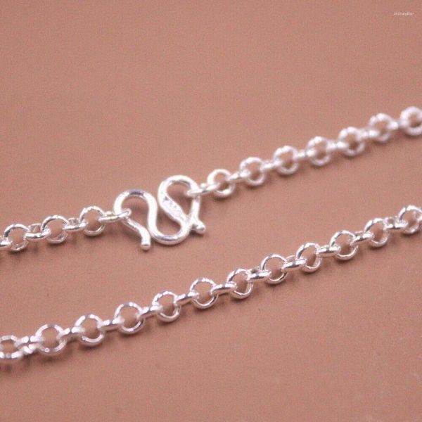 Catene Real 999 Fine Silver 3.5mm Rolo Link Chain Collana 17.7 