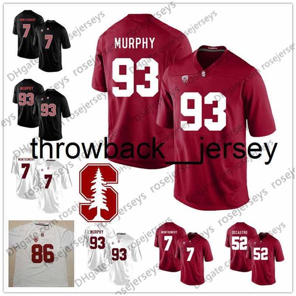 thr NCAA Stanford Cardinal # 7 John Elway Ty Montgomery 52 David DeCastro 70 Andrus Peat 93 Trent Murphy vermelho preto branco Aposentado Football Jersey