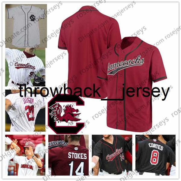 thr Custom South Carolina 2019 College Baseball Any Name Number White Red Black #7 Jacob Olson 14 Luke Berryhill Men Youth Kid Jersey 4XL