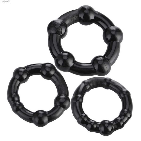 Sexy Set 1 Pz/set Cock Penis Ring Bead Penis Ring Male Eiaculazione ritardata Eiaculazione duratura Anello di erezione in silicone Giocattoli sessuali per uomini Adulti Masturbazione Gioco per adulti G-Spot Vagina