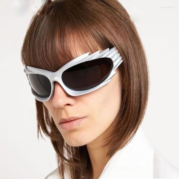 Солнцезащитные очки 2023 мода Big Y2K Women Men Men Brand Vintage Punk Silver Sun Glasses Женские черные оттенки открытых открытых оттенков