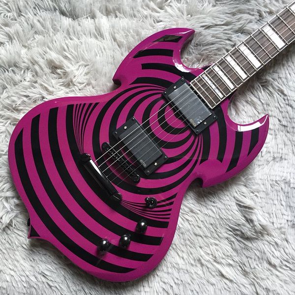 Qualità Zakk Wyld Purple Chitarra elettrica E Circle Burst 2H Pickups 6 corde SG Guitars Instruments De Musique