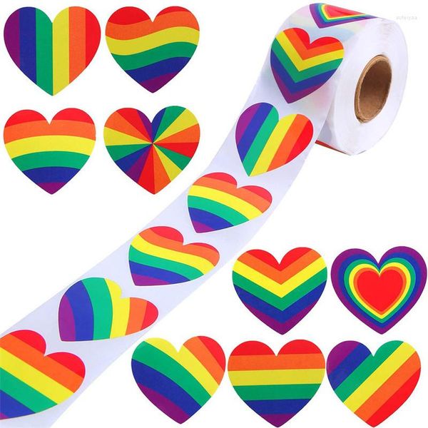 Geschenkpapier 500 Stück Herzform Pride Day Farben Aufkleber Liebe Dekor Scrapbooking für Laptop Gepäck Wasserflasche Auto Stoßstange