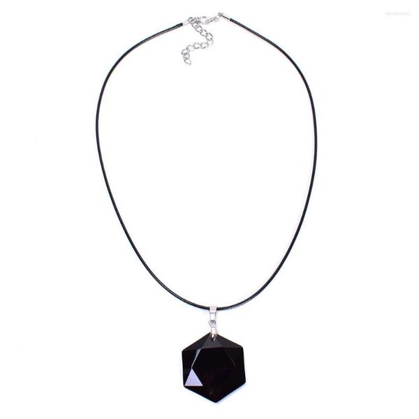 Подвесные ожерелья натуральный каменный шестигранник черный агат скользи
