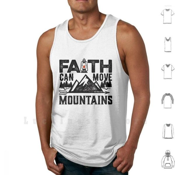 Canottiere da uomo Faith Can Move Mountains Gilet senza maniche Cristo Salmo Chiesa Dio Gesù Bibbia Citazione Scrittura Pregate