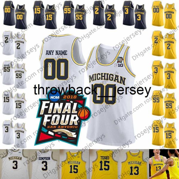 thr Michigan Wolverines # 14 Rico Ozuna-Harrison 22 Cole Bajema 24 CJ Baird 32 Luke Wilson 44 Jaron Faulds 51 Austin Davis Duncan Robinson Jersey