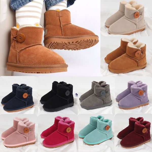 Botas infantis de designer australianas, meninos, meninas, botas de inverno, botas clássicas australianas, botas baixas para a neve, peles curtas, preto, castanho, rosa, meninos, meninas, sapatos uggi