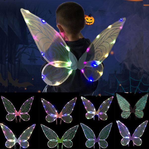 Led Rave Toy Dress Up Angel Wings for Halloween Cosplay Kids Girls Fairy Stage Performance Decoration Christmas Costume Women 230605