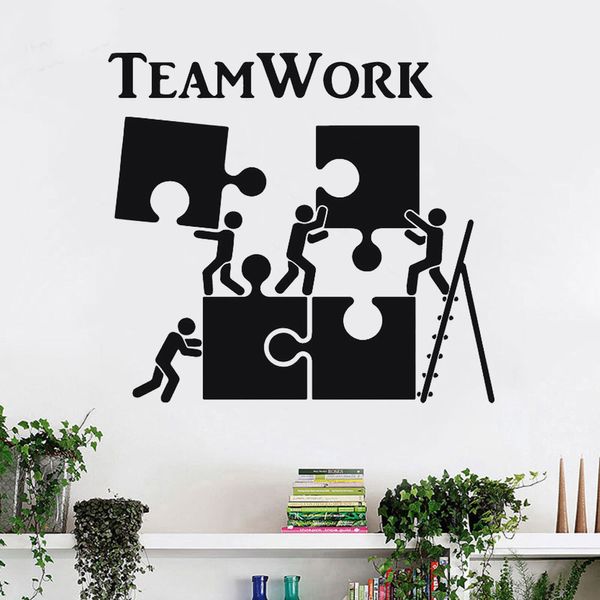 WJWY Teamwork Motivation Dekor für Büroangestellte Puzzle Wandaufkleber Moderne Innenwanddekoration Kunst Vinyl Wandtattoo