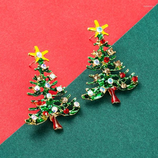 Dangle Küpe Mito Tasarlanmış Moda Takımları ve Aksesuarlar Emaye Rhinestones Döşen Noel Ağacı Noel Temalı Küpe