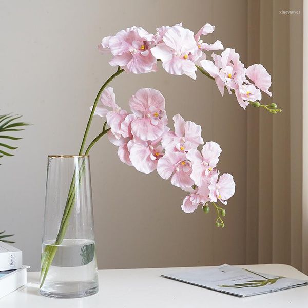 Dekoratif çiçekler 3pcs/lot ev partisi dekorasyon yüksek kaliteli 9 kafa orkide yapay düzenleme süslemeleri