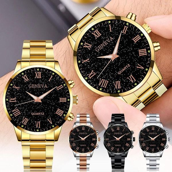 Relógios de pulso modernos de quartzo preto masculino, pulseira de couro redonda, relógio de pulso de alta qualidade, data simples para relógios esportivos