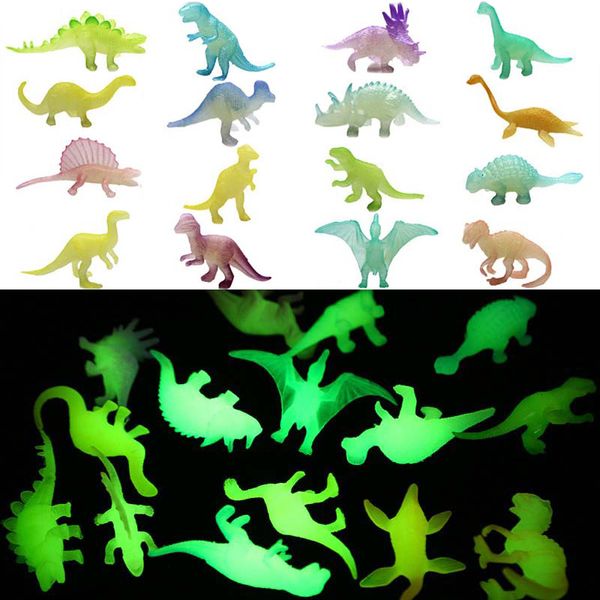 Led Rave Toy 16pcsset Mini Luminous Jurassic Noctilucent Dinosaur Toys Glow In The Dark Dinosaurs Baby Boys Gift for Children Novity Model 230605