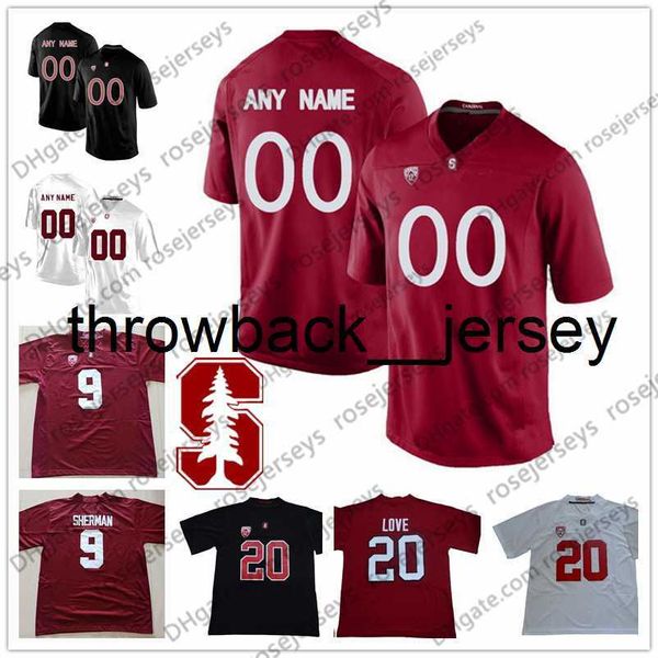 thr Custom Stanford Cardinal Football # 5 Christian McCaffrey 3 KJ Costello 15 Davis Mills Arcega-Whiteside Ertz Elway Maglia nera rossa bianca 4XL