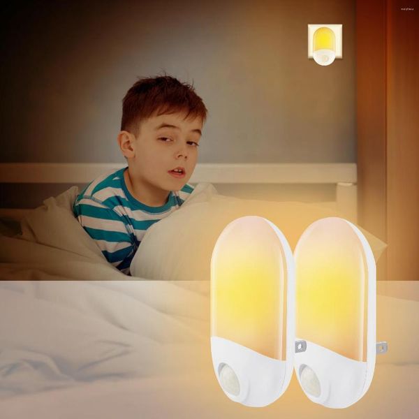 Nachtlichter, Licht mit EU-Stecker, intelligenter Bewegungssensor, LED-Wandlampe für Zuhause, Kinder-WC, Nachttisch, Flur, Weg