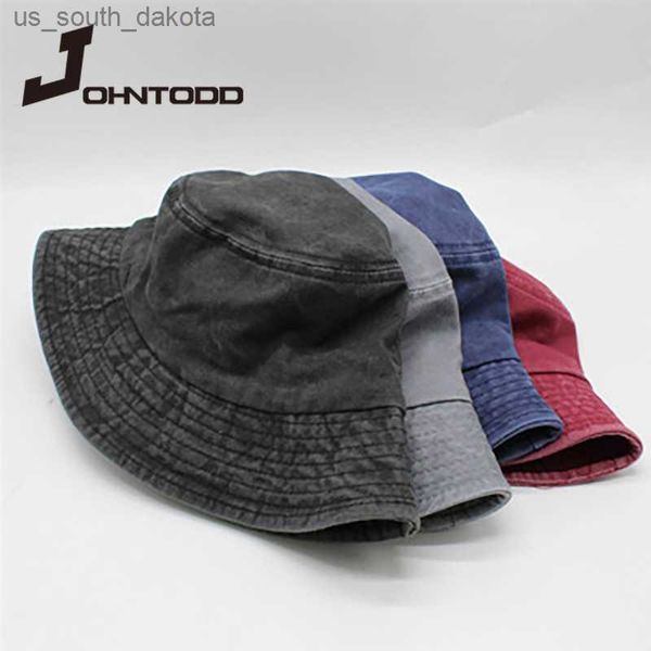 2020 nuovo cappello da pescatore pieghevole cappello da pescatore in denim lavato cappello da bob moda unisex hip hop Gorros cappello da donna panama da uomo berretto L230523