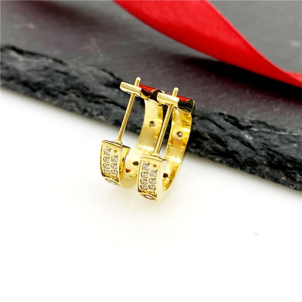 designers de joias brincos de prata esterlina diamante presente de noivado de luxo joias da moda coreana Banhado a ouro 18K aço inoxidável argolas de ouro ohrringe