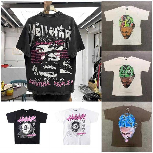 T-shirt T-shirt da uomo Hellstar T-shirt da uomo in cotone 100% di alta qualità T-shirt da uomo T-shirt grafica da donna Oversize Bianco Nero T-shirt allentata Cw02