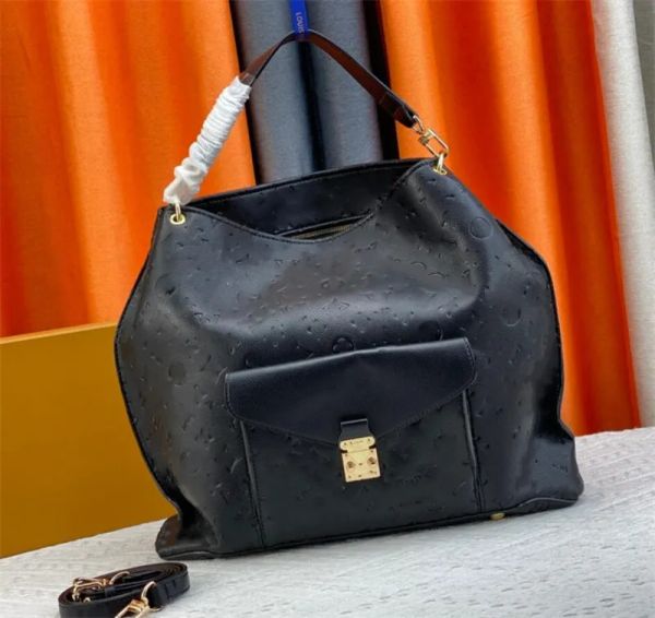 Klasik alışveriş çantası büyük boy çantalar kabartma haberci koltuklu çanta m40781 metis çantaları moda kadın marka deri büyük kahverengi kadın omuz aksiller çantalar