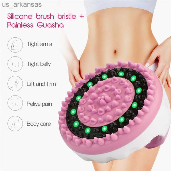 Spazzola per massaggio elettrica portatile Vibrazione raschiante in silicone Corpo intero dimagrante Rimozione della cellulite Bruciatore di grasso Gamba del corpo Vita stretta L230523