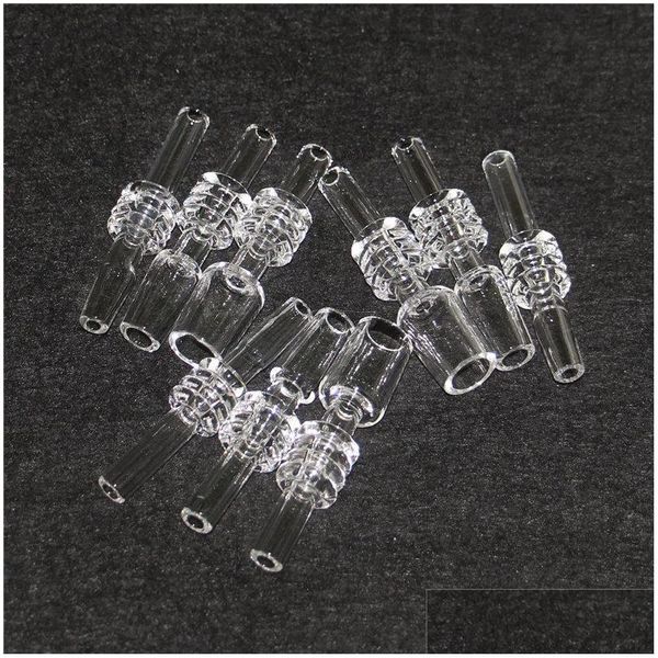 Tubos de fumar ponta de quartzo real sem cúpula para néctar bongo 10 mm 14 mm 18 mm comum Dab St dicas de gotejamento Quartznail Rig vidro gota de água entregar Dhrqa