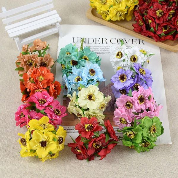 Dekorative Blumen, 30/60 Stück, fühlen sich echt an, Mini-Gänseblümchen, künstliche Seidenblumen, Sonnenblumen-Blumenstrauß, Hochzeitsdekoration, Sammelalbum, DIY-Kranz, gefälschtes Handwerk
