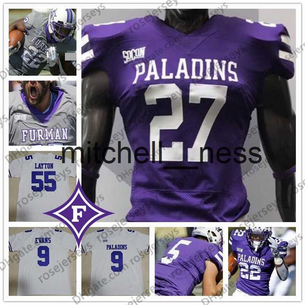 Mit8 Custom Furman Paladins Football Qualsiasi numero Nome Viola Grigio Bianco 4 Darren Grainger 9 Hamp Sisson 22 Devin Wynn 5 Dae'one Maglie