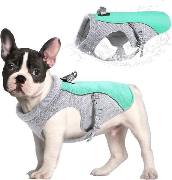 Verstellbares Hundekühlwestengeschirr mit reflektierendem Design für sommerliche Outdoor-Aktivitäten, UV-Schutz-Hundekühljacke mit atmungsaktivem Netz für Hunde