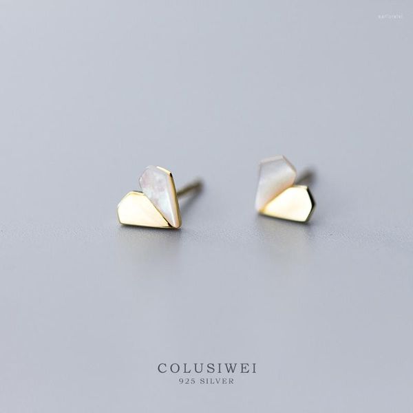 Ohrstecker Colusiwei Minimalistisches Muschelherz für Damen, stilvoller goldfarbener Ohrring, koreanischer authentischer 925er-Sterlingsilber-Schmuck