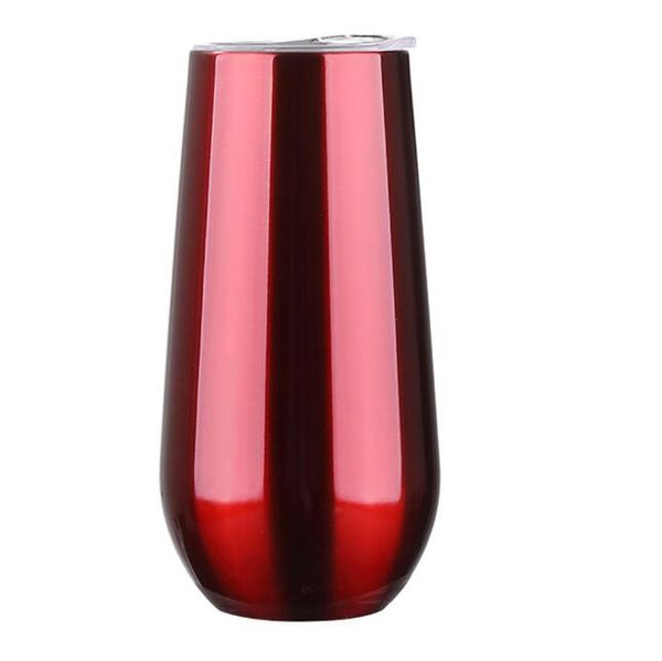 Bicchiere da champagne in acciaio inossidabile da 6 once Bicchiere da vino senza stelo Mini Bicchiere infrangibile per bambini con coperchio Portauovo isolato sottovuoto per tazza da caffè vino