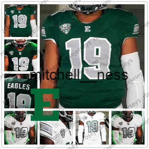 MIT8 Custom Eastern Michigan Eagles 2019 EMU Football Любое название № Green White 5 Shaq Vann 9 Mike Glass III Wiegers Banham Jersey 4xl