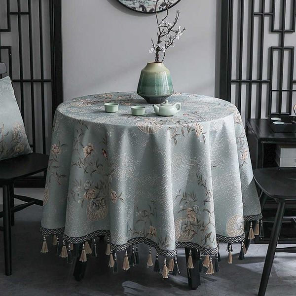 Toalha de mesa redonda ic anti-mancha capa de algodão linho mesa de jantar capa de mesa de casamento de café decoração bistrô estilo europeu r230605