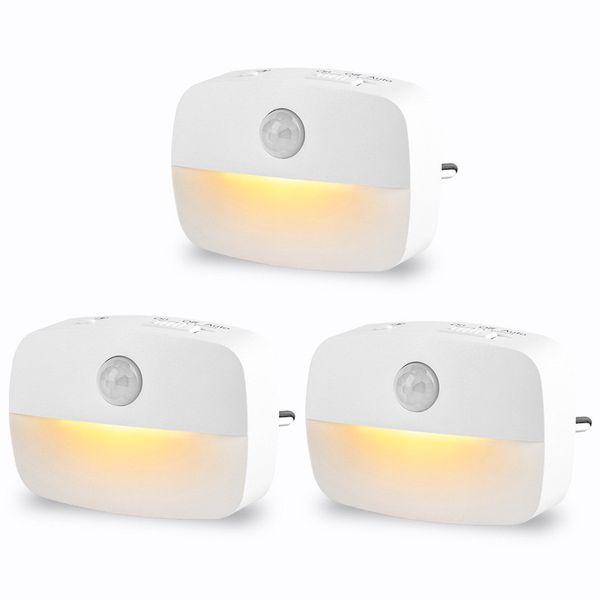 100 Pcs Led Sensor de Movimento Luz Noturna Sem Fio UE Plug In Lâmpada Branca Mini Luz Noturna Quarto Banheiro Cozinha Armário Iluminação