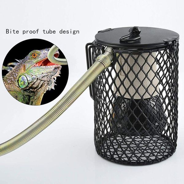 Produtos Lâmpada de aquecimento de cerâmica para animais de estimação com aquecedor de proteção Iluminação Suporte de lâmpada de calor para répteis infravermelhos com suporte anti-quente Gaiola Lâmpada de calor para pássaros