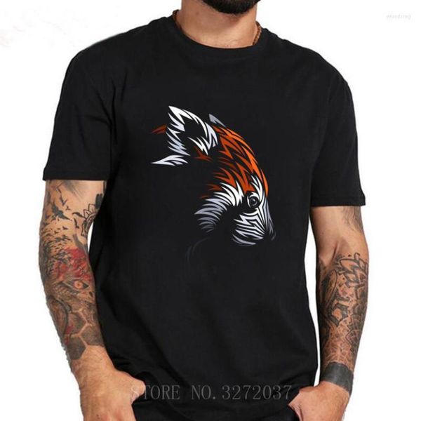 Camisetas masculinas Tribal Red Panda Shirt Men Tattoo Landscape Bear Tee Mountain Moon Design Animal Printed T-shirt Homme Hipster