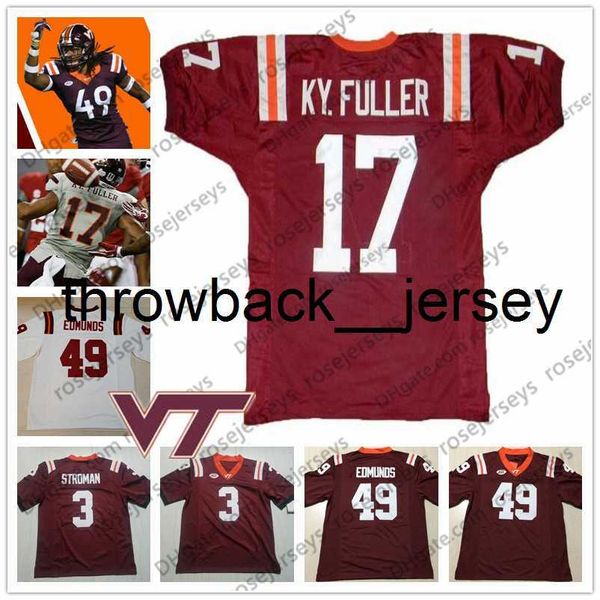 thr NCAA Virginia Tech Hokies #17 Kyle Fuller 4 DeAngelo Hall Eddie Royal 22 Terrell Edmunds 49 Tremaine 3 Greg Stroman Camisa de futebol aposentado