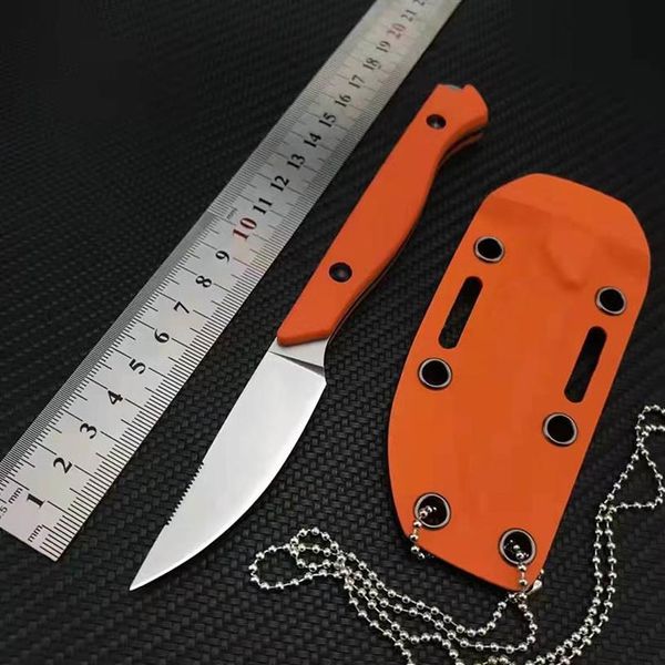 BM 15700 Messer mit fester Klinge, CPM-154, satiniert, gerade Rückseite, orangefarbene G10-Griffe, Outdoor-Überleben, Wandern, Jagd, Selbstverteidigung, EDC-Werkzeug Ta253I