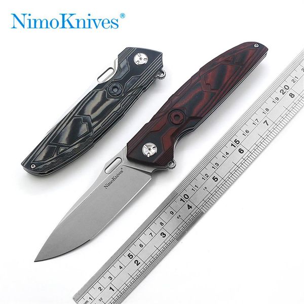 Nimo nives Оригинальный дизайн Портативный быстрый складной нож D2 Blade Blade Verissitudes Stank Warhing G10 Ручка на открытом воздухе AD227F