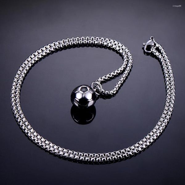 Ketten Frauen Männer Fußball Halskette mit Kette Weihnachten Edelstahl Geschenk Sport Schmuck 60 cm Fußball Charme Geburtstag Mode Anhänger