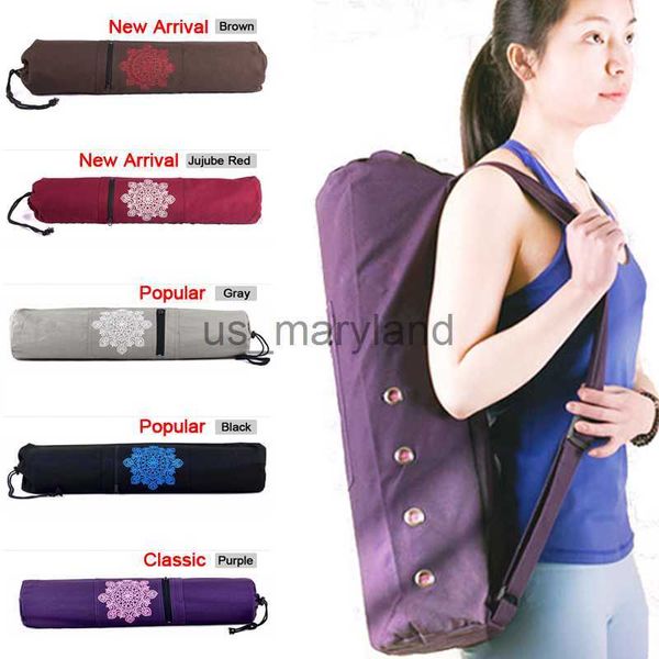 Tapetes de ioga 70 cm x 16 cm Lona Prático Tapete de Pilates Alça de transporte Bolsa com cordão Esporte Exercício Academia Mochila de fitness para tapete de 8 mm J230506