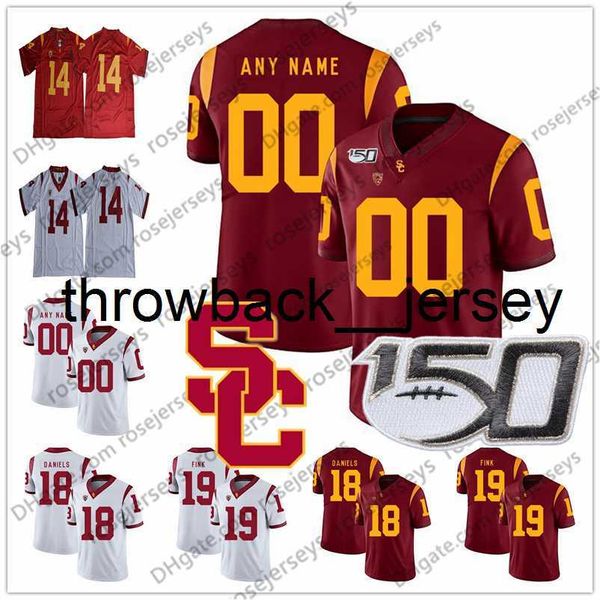 THR Custom USC Trojans 2020 NCAA Футбол Мужчины Молодежь Kid 9 Juju Smith-Schuster Slovis Pittman Simpon Seau Bush Bush Malepeai 150th Red White Jersey