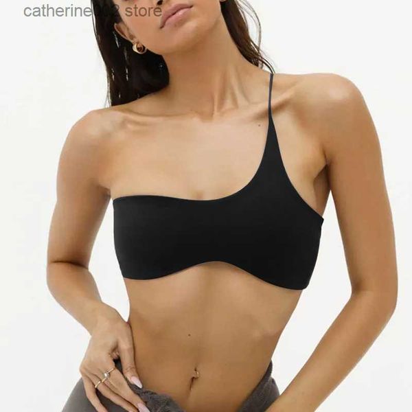 Regata feminina Camis Elástica Espartilho de Verão Top Feminino Magro Um Ombro Sem Manga Preto Sexy Bodycon Club Crop Tops Jogger Tube Roupas Estéticas T230605