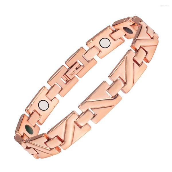 Gliederarmbänder Rosévergoldetes Titanstahl-Damen-Energiearmband Magnetisches Negativ-Ionen-Anti-Strahlungs-Anti-Aging-Gesundheit