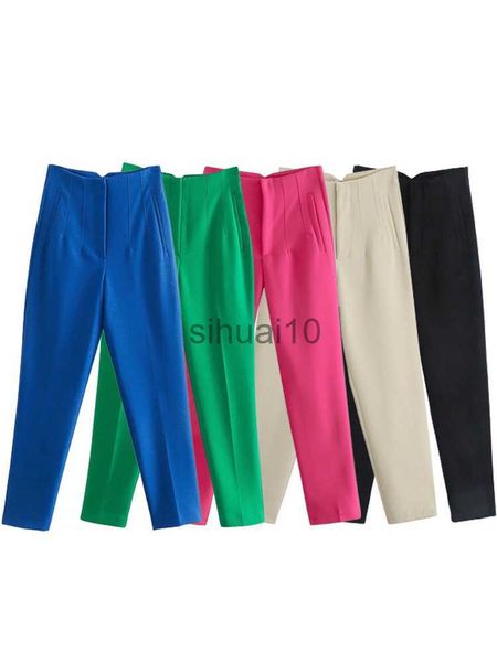 Calças femininas Capris Klkxmyt Calças femininas 2023 Chic Fashion Office Wear TRAF Pants For Women Vintage High Waist Zipper Fly Female Tornozelo Trousers Mujer J230605