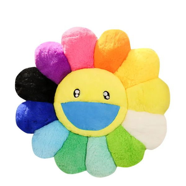 Nuovo cuscino decorativo Kawaii sorriso sole fiore giocattoli di peluche bambola morbida farcita gatto animale domestico cuscino del divano tappetino cuscino decorazioni per auto per la casa per adulti