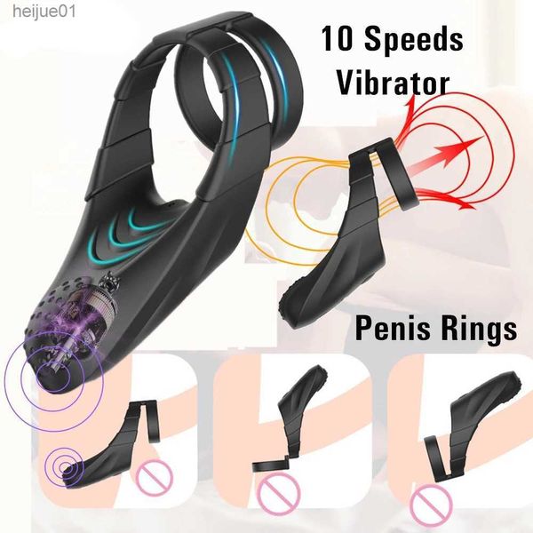 Sexy Socks Silicone Penis Ring Vibrators Delay Ejaculation Vibrating Penis Ring Clitoral Masturbators Masturbators Erotic Adult Sex Toys for Men L230518