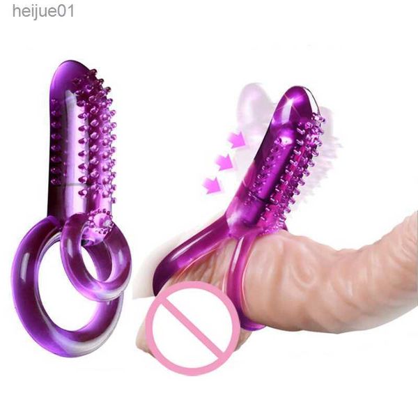 Conjunto sexy duplo vibrador anel peniano vibrador masculino com atraso de tempo anel duplo pênis brinquedos sexuais para homens prolongando o clímax sexo adulto erótico estimular masturbar lambidas eróticas
