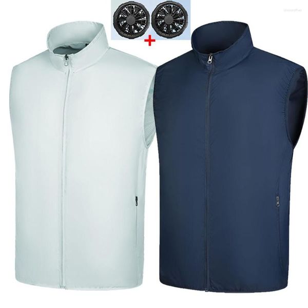 Erkek Tişörtleri Yaz Men Tişörtlü İki Fan Hızlı Soğutma USB Giysileri Klima Basit Üstler İçin Günlük Gömlek